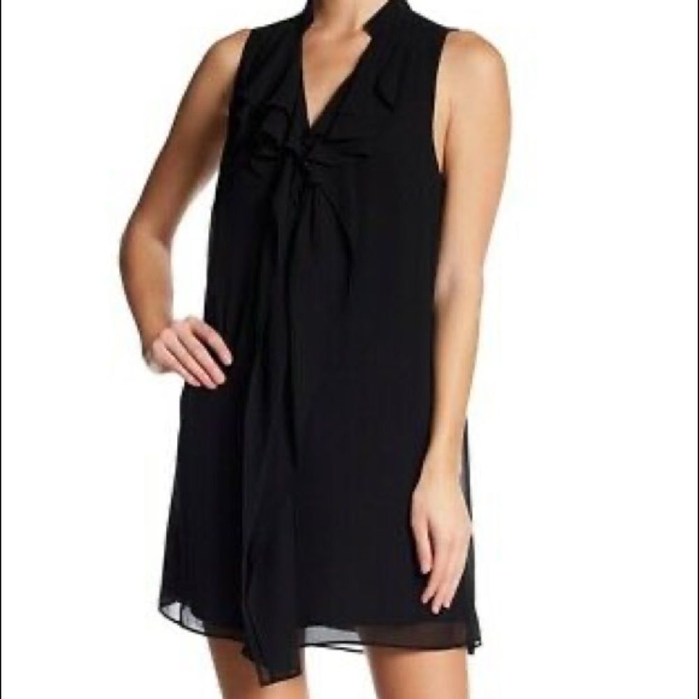 BCBGeneration Women's Ruffle Neck Cocktail Dress Black Size S
